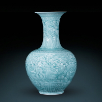景德鎮陶瓷器影青雕刻仿古大花瓶擺件中式客廳插花家居裝飾品工藝