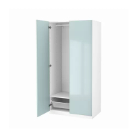 PAX/FARDAL 衣櫃/衣櫥, 白色/高度光澤/淺灰藍色, 100x60x201 公分