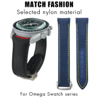 19mm 20mm 21mm Nylon Leather Watchband for Omega watch Moon Watch Seiko Hamilton TAG Heuer Tissot Blue Canvas Fabric Strap