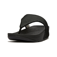 【fitflop】LULU 防水雙色織帶夾脚涼鞋-黑色