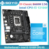 SOYO New Classic B660M 2.5G with Intel i3 13100F CPU Processor Motherboard Set 4 Core 8 Thread Dual Channel DDR4 for Desktop PC