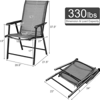 Patio Chairs Outdoor Foldable Sling Chairs with Armrests for Lawn Garden Backyard Poolside Porch Folding Outdoor Chairs
