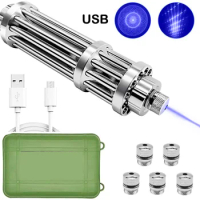 Burning USB Blue Laser Pointers 450nm USB Charging Red Green Light Pointer Torch 5 Pattern adjustable focus laser pointer