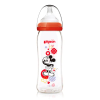 【Pigeon貝親 官方直營】寬口母乳實感玻璃奶瓶-米奇紀念款(240ml)