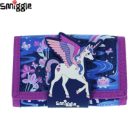 Australia Smiggle High Quality Original Children's Wallet Girls Star Winged Unicorn Card Bag Three Layer Clutch Bag Coin Purse