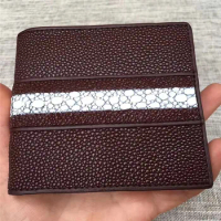 Authentic Real True Stingray Skin Unisex Male Short Card Holders Genuine Exotic Leather Men's Trifold Wallet Small Clutch Purse