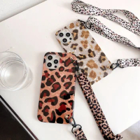 Leopard Print Samsung Galaxy S10 20 21 22 plus S20 S21 Ultra note9 10 20 plus Lanyard silicone phone case