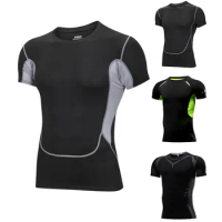 4 Color Sport Shirt Men Short Sleeve Workout Gym TShirt Men Compression Slim Fit Running Tshirt Men Fitness Tops Sport T Shirt
