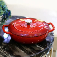 26cm Cast Iron Pot Enamel Seafood Non-stick Pot Home Kitchen Multi-use Soup Pot Cooking Kitchenware Housewarming Gifts