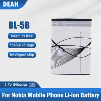 1PCS BL-5B BL5B 3.7V 890mAh Rechargable Lithium Battery For Nokia 5140 5300 5320 N80 N83 6120C 7360 3220 3230 5070 N83 N90