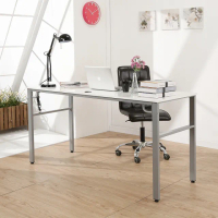 【A級家居】低甲醛160公分木紋白附線孔蓋穩重工作桌(電腦桌/書桌)