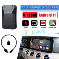 128GB ROM CarPlay AI Box Android 11 Mulitmedia TV HDMI Box USB Plug and Play Universal for Factory Apple CarPlay
