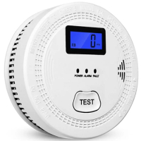 2 In 1 CO &amp; Smoke Alarm Carbon Monoxide Detectors Smoke Detector 85DB In Alarm, For Home And Kitchen,LCD Screen,A