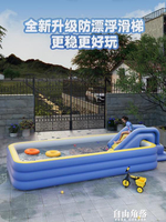 充氣水上樂園玩具滑梯兒童游泳池戶外大型游樂移動式水池打氣