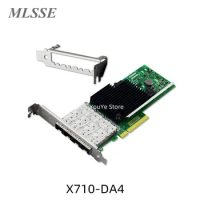 New 10Gb PCI-E Network Card Intel X710-DA4 Quad SFP+ LC Port Ethernet Lan Adapter Server X710DA4 PCIE x8 x16 Networking Card