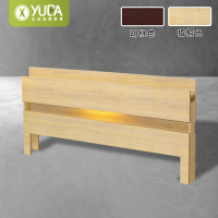 【YUDA 生活美學】日式輕奢 標準雙人5尺LED氣氛床頭片/床頭箱/床片/床頭櫃(雙層置物、質感夜光)