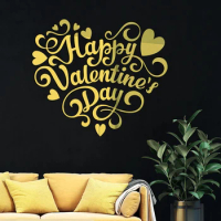 Valentine's Day Wall Decal Love Heart Acrylic Mirror Wall Sticker Seasonal Themed Adhesive Wall Decor for Home Bar Party