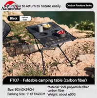 MEJA LIPAT CAMPING ULTRALIGHT PORTABLE FT07 NATUREHIKE NH19Z027-Z BLACK - CARBON FIBER