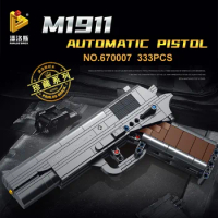 WW2 Military Weapons Guns M1911Sniper Rifle Building Blocks Model Can Fire Bullets Kit High-Tech Arm