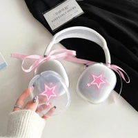 Cute Wireless Bluetooth Headphones Cover For Airpods Max Case Pink Pentagram Headset Protective Shell Case For Airpods Max