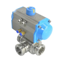 1.5" 3A Stainless Steel 304 316L Single Acting Pneumatic 3 Way Ball Valve