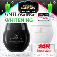 Chalonese Set Krim Siang & Malam Anti Aging + Memutihkan | BPOM & Halal | 10% Niacinamide & Bosein |