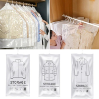 Clothes Wardrobe Quilt Vacuum Pack Hanging Space Saver Bags Space Saving Reusable Empty Pump Bags for Clothes Suits Dress Jacket