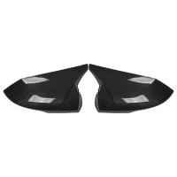 Carbon Fiber Look Horn Side Door Rearview Mirror Cover Trim Shells Cap For Hyundai Elantra 2021 2022 Accessories