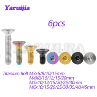 Yaruijia Titanium Bolt M3/M4/M5/M6x6/8/10//12/15/20/25/30/35/35/45mm Allen Key Flat Countersunk Head Screw 6pcs
