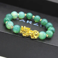 Pixiu Chinese Good Lucky Charm Feng Shui Pi Yao Wealth Bracelets Jewelry Charm Crystal Beaded Bracelet Men Women Jewelry