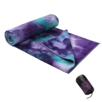 Non Slip Cotton Yoga Mat Towel Travel Sport Fitness Exercise Yoga Mat Cover with Anti-slip Grip Dots Colorful Printed Blanket