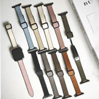 Leather Silicone Bands For Apple Watch Strap 40 41mm 42 44mm 45mm 49 Magnetic Buckle Bracelet iWatch Ultra SE Series 9 8 7 6 5 4