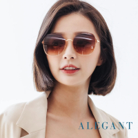【ALEGANT】果凍透視感橄欖棕輕量時尚金屬鏡框墨鏡/UV400太陽眼鏡(米拉的流線天台)