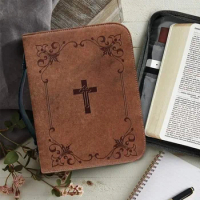 Bible Water Zippered Leather Book And Case PU With Protective Cover For Manual Women Handle Resistant Portable Covers