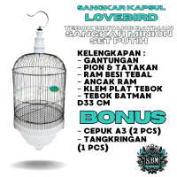 SET SANGKAR BURUNG LOVEBIRD D33 MINION TANGGUNG MOTIF BINTANG MODEL BATMAN WARNA PUTIH | SANGKAR BES