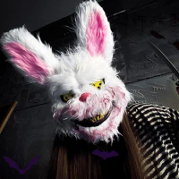 Bloody Plush Bunny Mask Halloween Ghost Festival Mask Realistic Bloody Bear Headgear Performance Prop Halloween Horror Mask