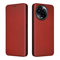 For OPPO Realme 11 5G Global Advanced non-slip Carbon Fiber magnetic Wallet Case for OPPO Realme 11X Phone Case