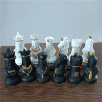 Black &amp; White Chess Pieces Board Games Accessories International Chess Figurines Statue Home Decor Chessmen Ornaments