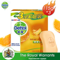 Dettol Antibacterial Original Bar Soap Orange Flavor 115g*3 99% Antibacterial Skin Nursing Washing Hand Bath Soap for Adults Kid