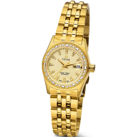 TITONI 梅花錶 官方授權 Cosmo Queen系列晶鑽機械腕錶-金色-女錶-(728G-DB-306)26.5mm