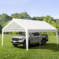 Heavy Duty Portable Car Canopy Garage Tent for Car, Truck, SUV, Boat – 10' x 20' with 8 Legs and UV-Resistant Shield