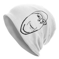 Smiling Wholesome Wojak Soyjak Skullies Beanies Hats Warm Autumn Winter Outdoor Cap Knitted Bonnet C