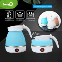 Travel Household Folding Kettle Silicone304 Stainless Steel Portable Kettle Compression Foldable Leakproof 600ml
