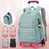 Children School Backpack with Wheels Kids Trolley School Bag for Teenagers Girls Rolling Backpack Students Schoolbag Travel Bags