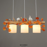北歐日式燈具原木三頭創意簡約現代個性吧臺網紅兒童氛圍餐廳吊燈