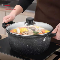 麥飯石湯鍋不粘鍋家用燃氣電磁爐專用雙耳煮湯熬湯鍋煲湯鍋燉火鍋