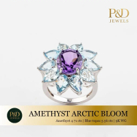 แหวนพลอยแท้ Amethyst 4.71cts ล้อมพลอย Blue topaz 5.56cts