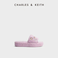 CHARLES&amp;KEITH King of Glory Collaboration Collection Plush Sweetheart Platform Slippers CK1-80380074