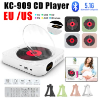 Portable CD Player Bluetooth Speaker Stereo CD Players LED Screen Wall Mountable CD Music Player with IR Remote Control FM Radio