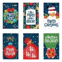 50PCS 5.4*9cm Merry Christmas Cards Gift Wrapping Decor Xmas Tree Greeting Postcard Gift Box Package Insert Note Card Christmas
